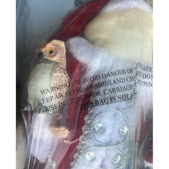 HOLIDAY LANE 18"H Fabric Standing Santa with Wreath and Owl - Picture 2 of 4